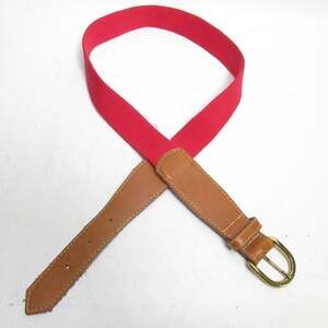 Vtg Leather Shop Golf Belt Women M Red Stretch Canvas Brass Buckle Adjustable